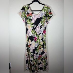 Nani Hawaiian Maxi Dress Colorful Short Sleeves Flowy Women’s Large